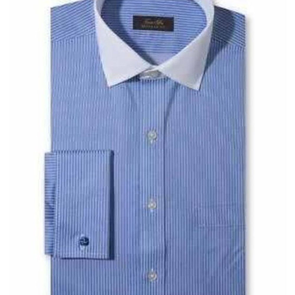 Tasso Elba blue pinstripe Non-Iron Supima Shirt
